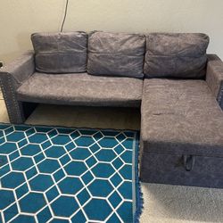 Sofa - RUNWON L Shaped 84" L Sectional 2 USB Charger,3 Seats Sofa Bed with Storage Chaise,Sleeper C