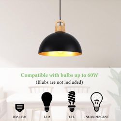 23.6 in. 1-Light White Rustic Metal Dome Shade Pendant Light with Adjustable Chain L26 $20
