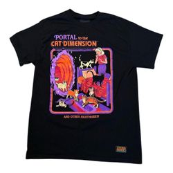 Steven Rhodes Cat Dimension Short Sleeve Shirt Size M 