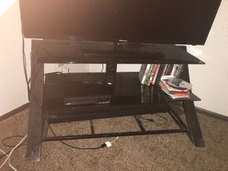 Glass and steel entertainment stand 75
