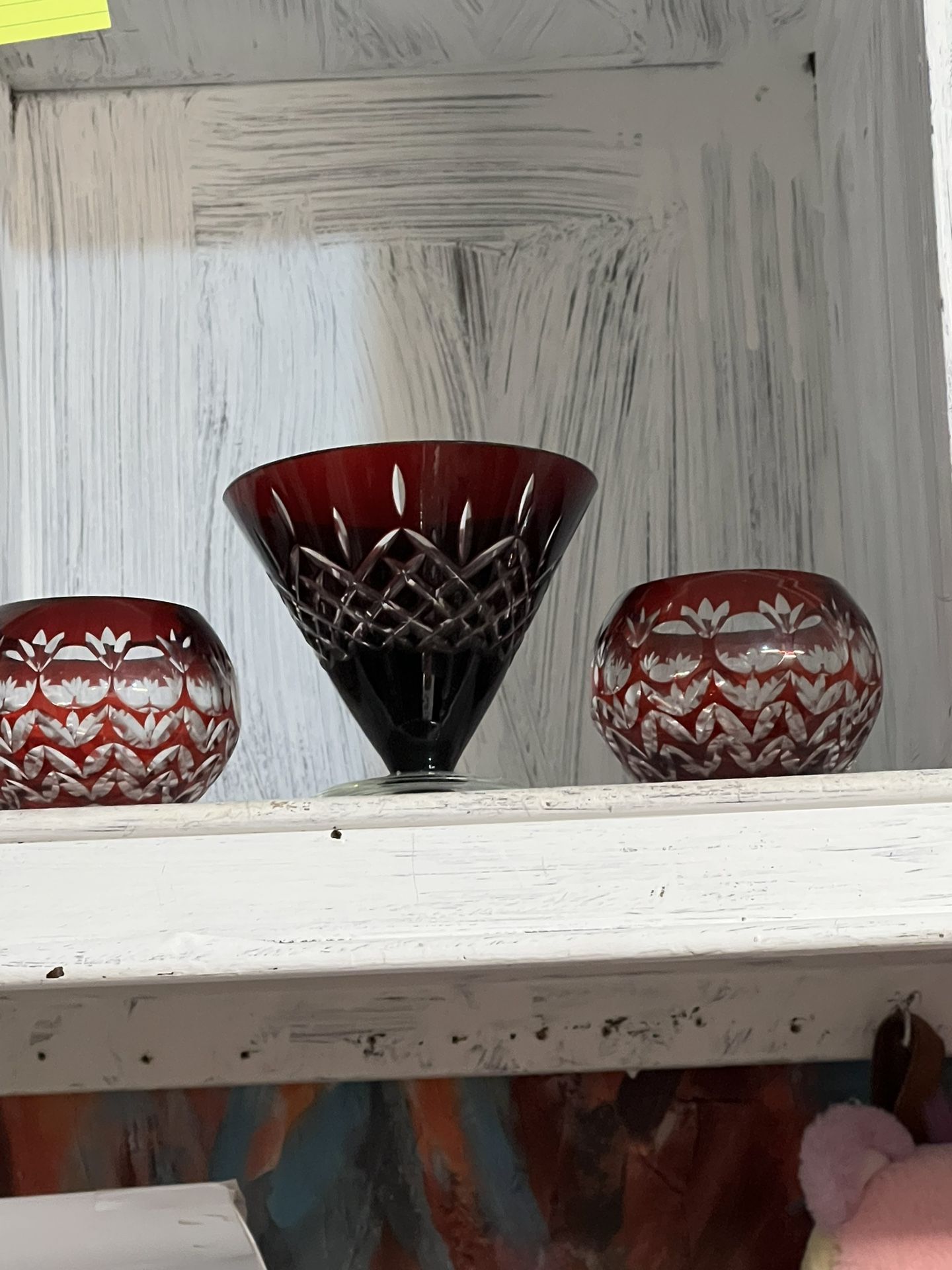 Red Set Of Bohemian Candle Holders  Set Of Three