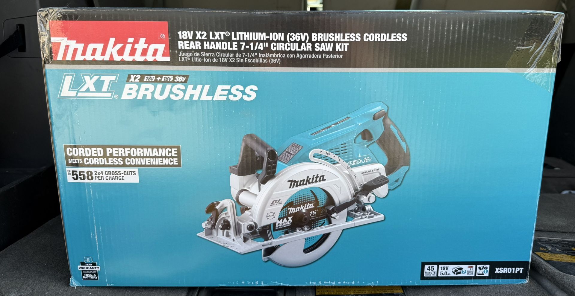 Makita 18V X2 LXT 5.0Ah Lithium-Ion (36V) Brushless Cordless Rear Handle 7-1/4 in. Circular Saw Kit