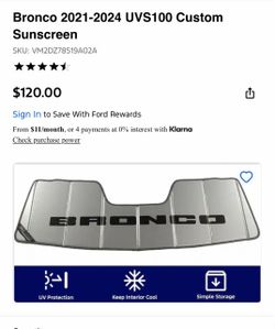 Bronco 2021-2024 UVS100 Custom Sunscreen
