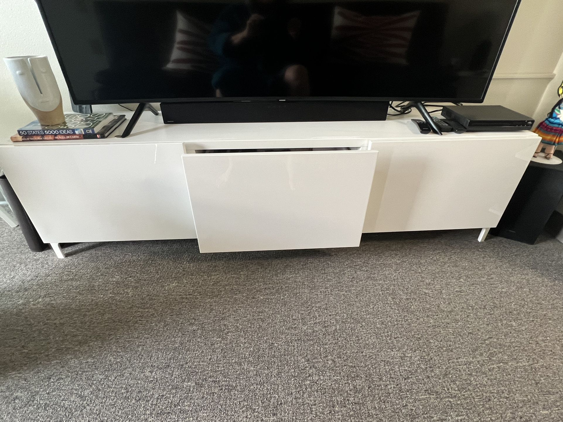 White ikea TV Stand With Storage Drawers