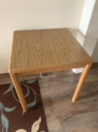 Large square kitchen nook or shop table, brown top
