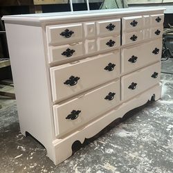 PENDING PICKUP White Satin Dresser. ). REFINISHED