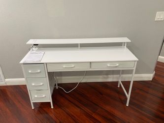 White Amazon Gaming 55’ computer desk