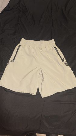 Cream Athletic Shorts with Zip Pockets