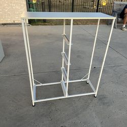 Modern White Clothing Rack with Top Shelf & Storage Cubby – MOVING OUT SALE