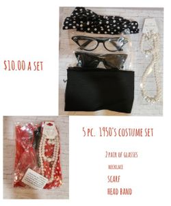 5 Piece 1950 Costume Kit