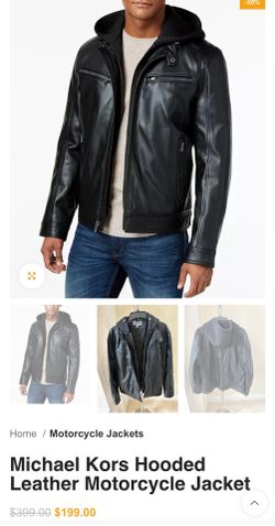  Michael Kors Hooded Leather Motorcycle Jacket( Used 1 Time Almost New)