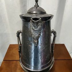 1868 Silver Plated Victorian Tilted Cold Water Pitcher