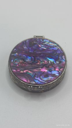 Abalone Shell Inlay Round trinket/pill box #2