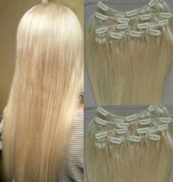 Hair Faux You 18",20",22",24"  Clip in Human Hair Extensions, 7 pieces, 14 clips #613 Platinum Blonde