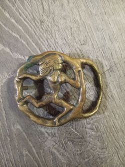 Vintage Virgo Solid Brass Belt Buckle 1970's Zodiac