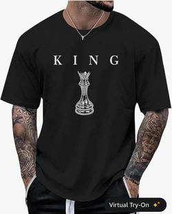 Men's Black King Chess Graphic T-Shirt