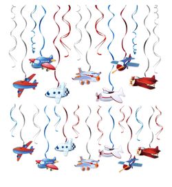 LINGTEER Kids Airplane Birthday Swirls Streamers - 29 Pcs Taking Flight Aviator Theme Birthday Party Decorations.