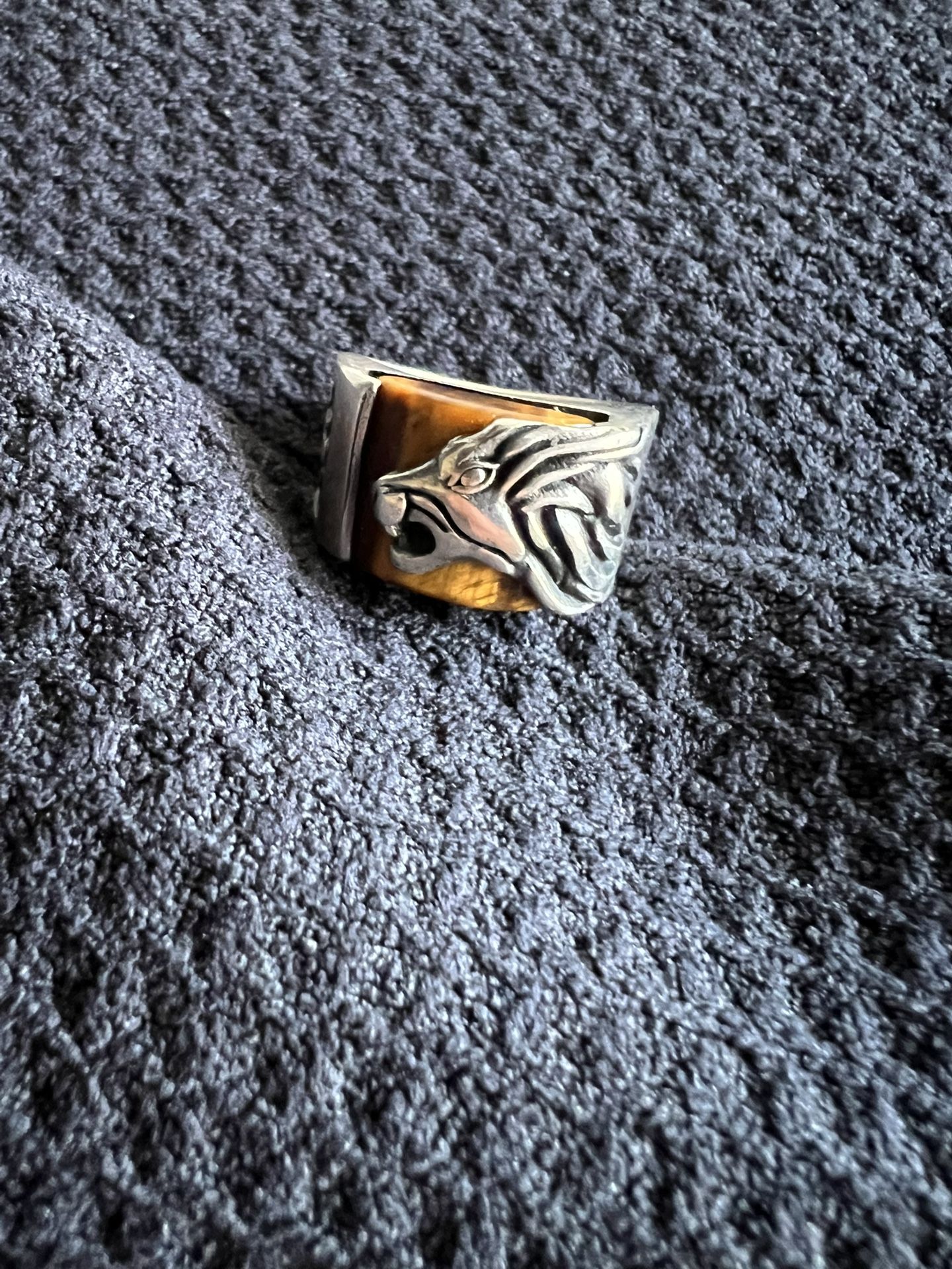 925 Silver Lion Ring With Tiger Eye