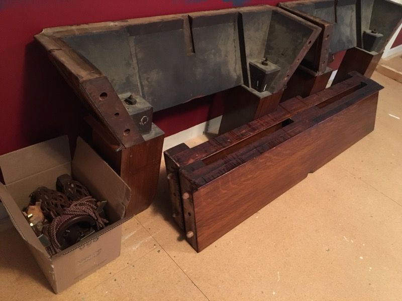 Antique pool table unassembled. H. J Sullivan Not a bad move.
