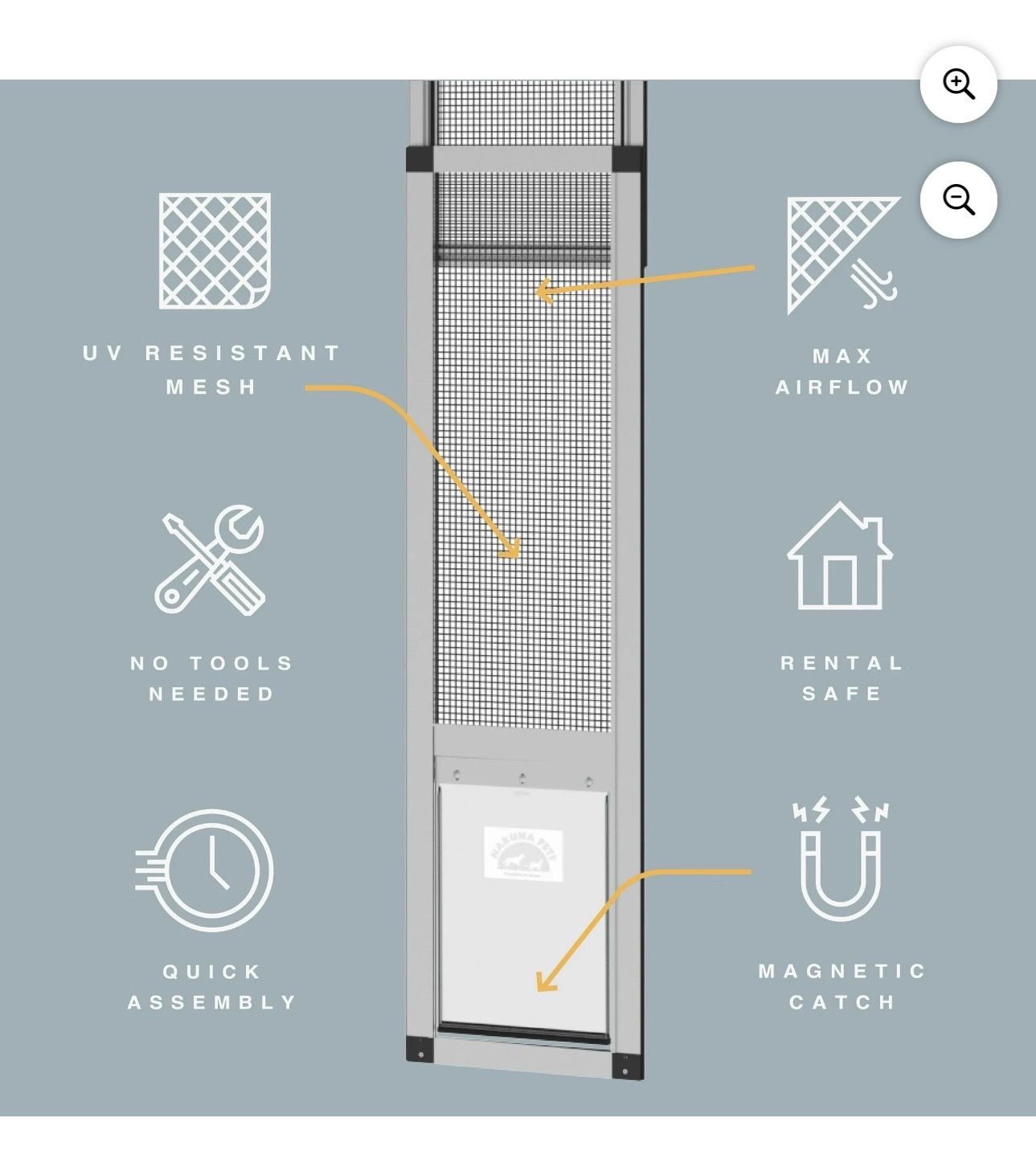 Mesh Sliding Pet Door Kit Silver Medium