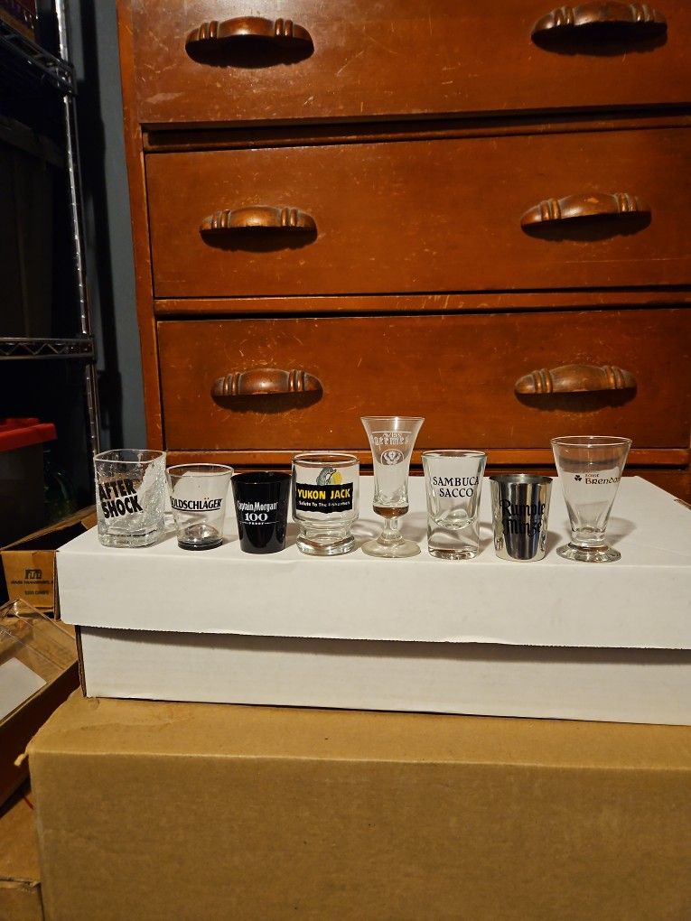 Assortment Of 8 Different Shot Glasses