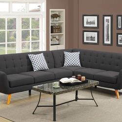 Brand New Dark Grey Retro Sectional Sofa