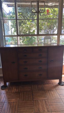 Vintage Wood Dresser with Multiple Drawers