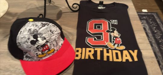 Disney hat and 9th birthday shirt size 10