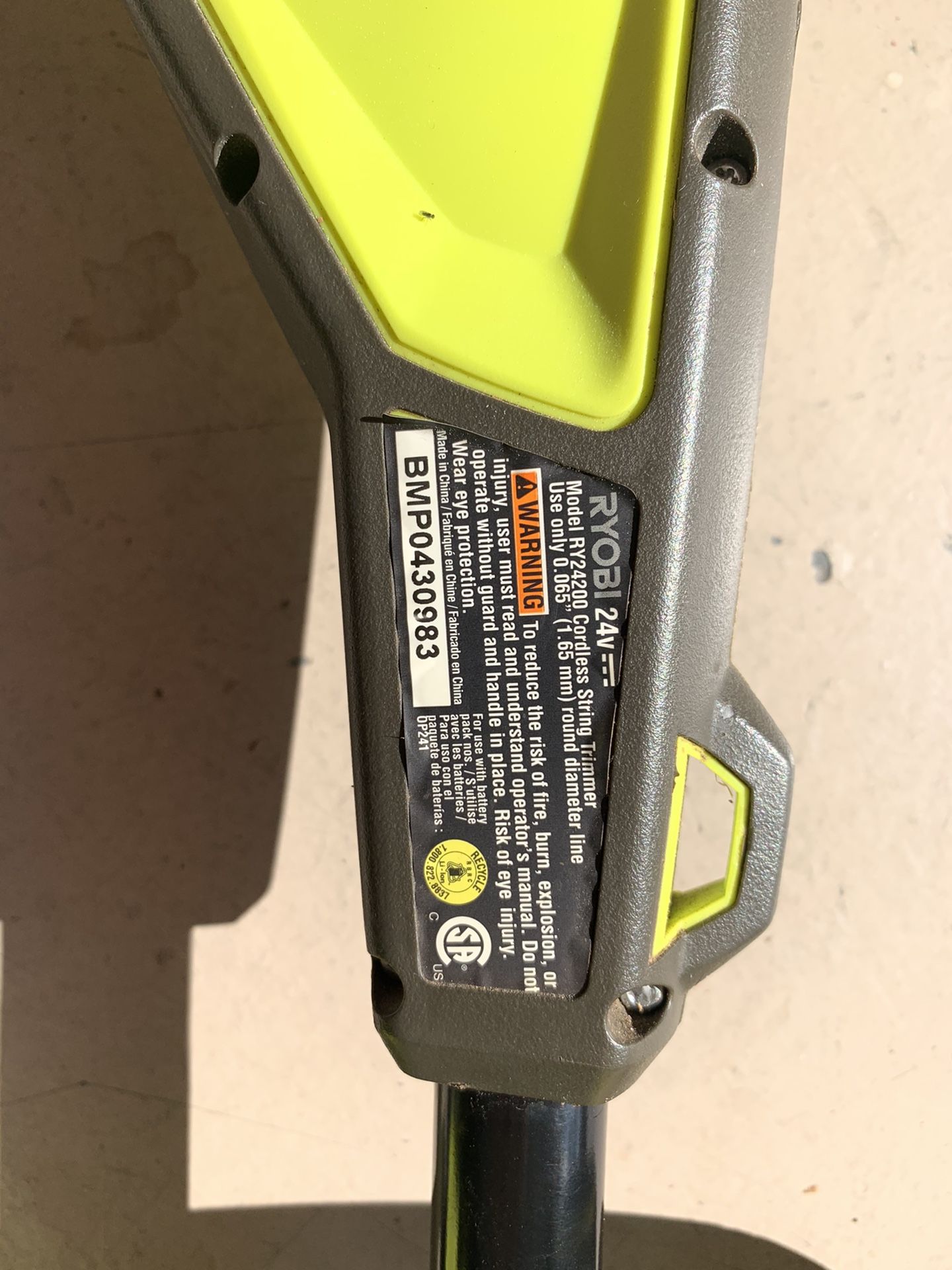 RYOBI RY24200 24V Cordless Electric Home Grass String Trimmer