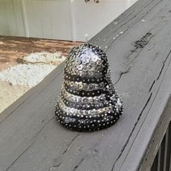 HOW UNIQUE  WILL  THIS HAND SEQUINED  BELL  SHIMMER IN YOUR GARDEN OR HOME 
