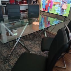 Six Shares Dining Room Table Glass Top