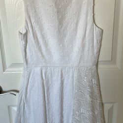 RACHEL Rachel Roy Ivory Textured V-Neck Dress