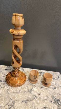 Olive Wood Candle Holder From Israel 