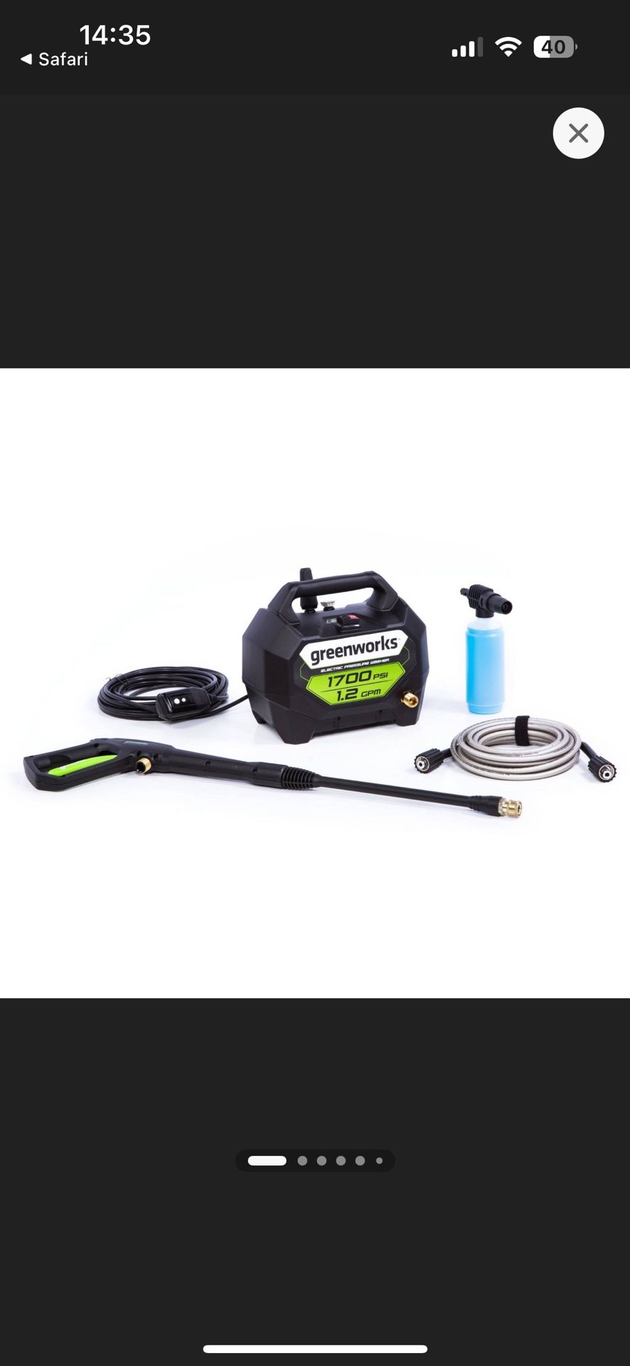 Greenworks 1700 Psi Pressure Washer *new In Box*