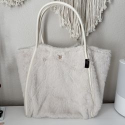 Victoria’s Secret White Faux Fur Tote Bag