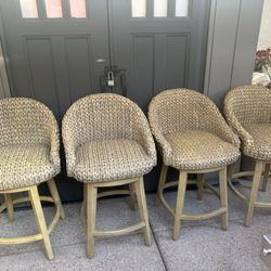 Pottery Barn Swivel Bar Stools Seagrass (6)