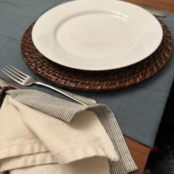 8 Round Brunet Rattan Charger Plates