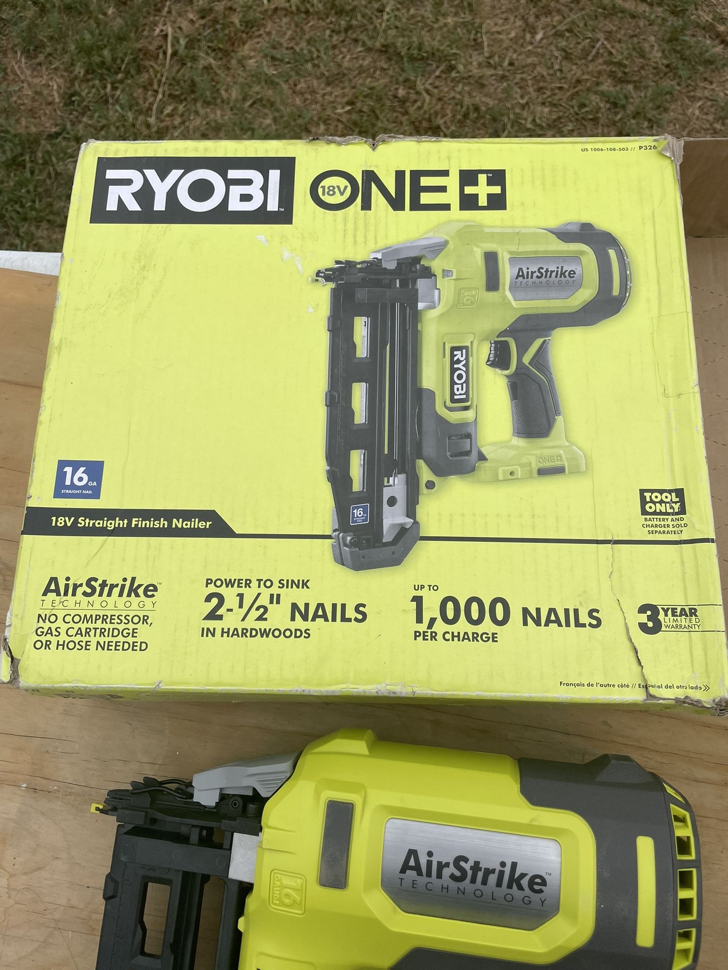 Ryobi Cordless 18v Airstrike 16ga Finish Nailer Tool Only
