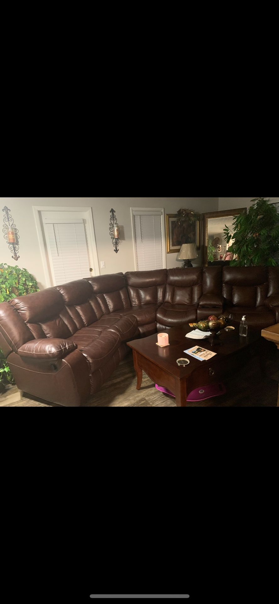 Leather Sectional With Recliner Let Out