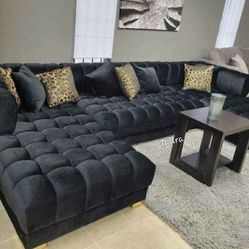 
♧ASK DISCOUNT COUPOn🌕PICK UP/DELIVERY sofa loveseat living room set sleeper couch recliner =
Ariana Black Velvet Double Chaise Sectional 