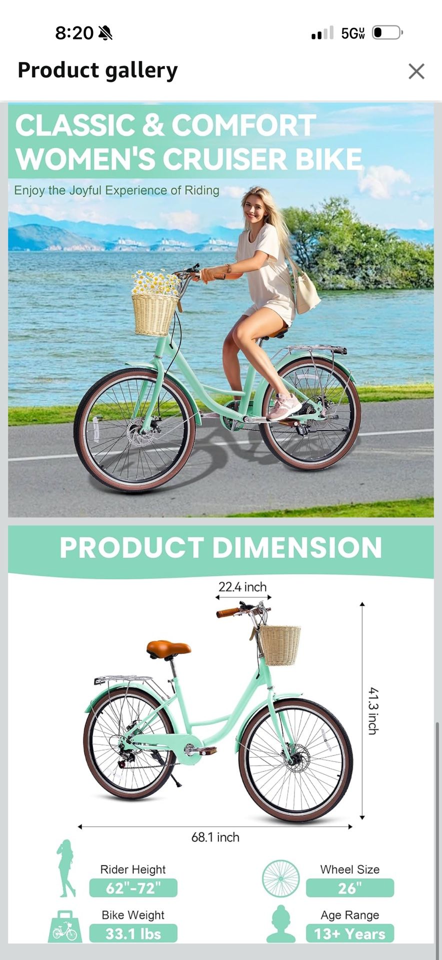 Beach Cruiser Bike for Women NEW