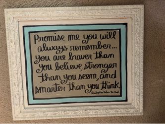 Inspirational framed shabby chic Wall Art - Beige & Light Blue Quote Plaque