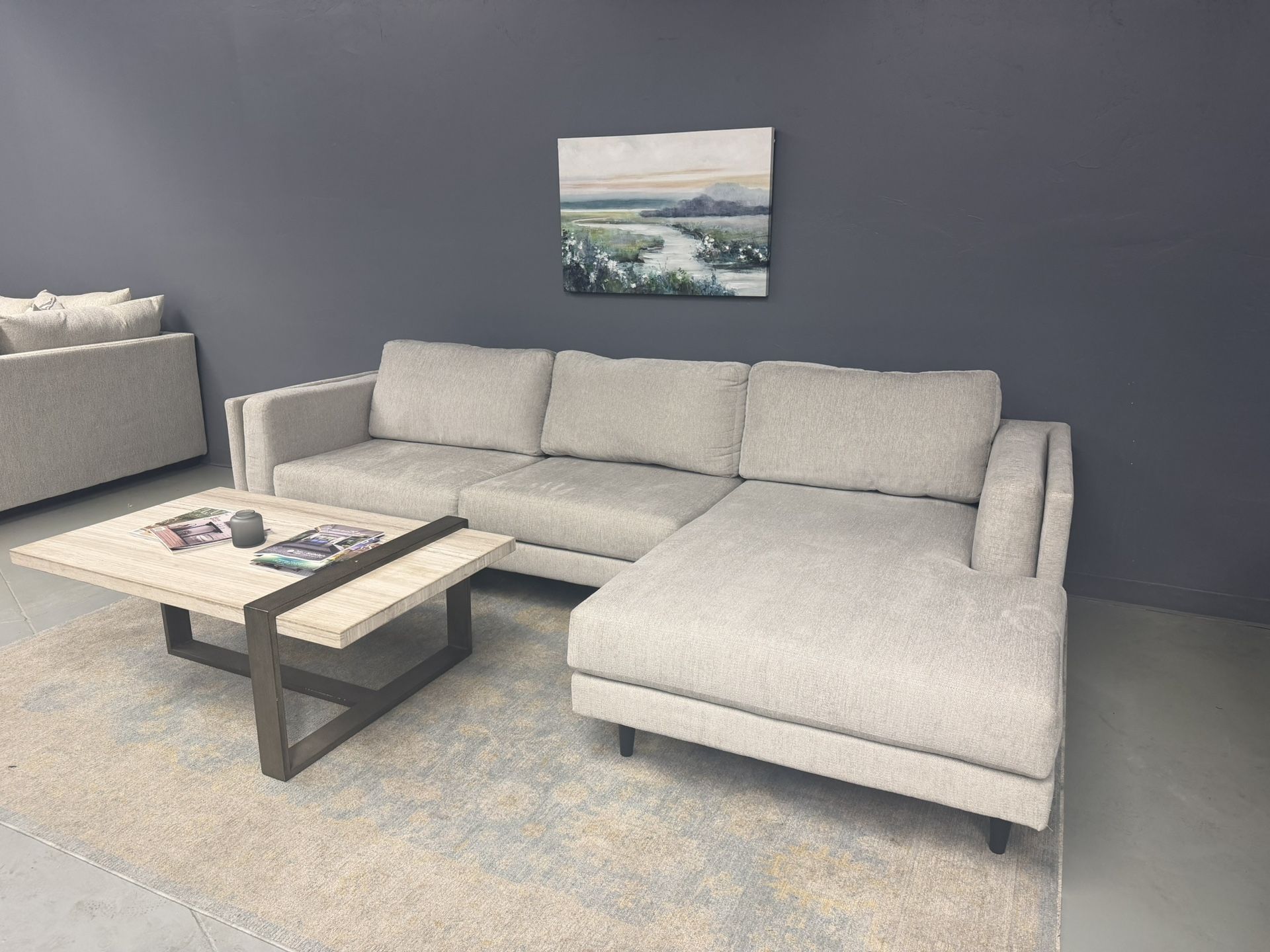 (FREE DELIVERY) Light Grey Sectional Couch