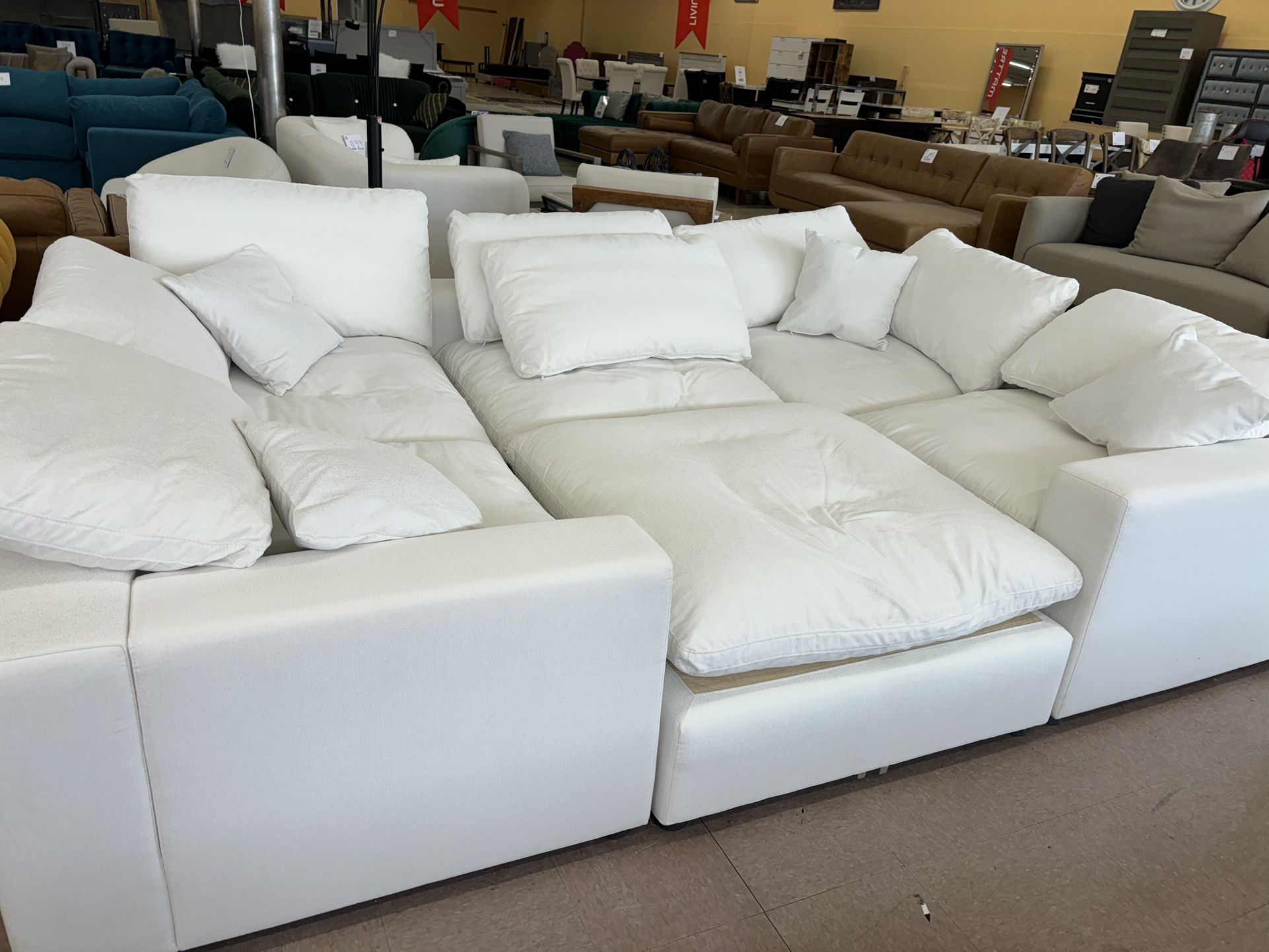 Modern White 6 Piece Cloud Modular Sectional Sofa 