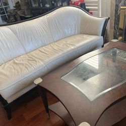 Modern Antique Mahogany Leather Couch Set 