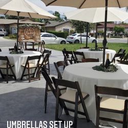 Wood Chair Round Tables Linens 