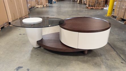 Luxury Modern Round Coffee Table with Glass Top