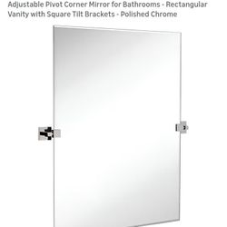 Hamilton Hills Beveled Bathroom Mirror - 30 x 40 Inch Adjustable Pivot Corner Mirror for Bathrooms - Rectangular Vanity with Square Tilt Brackets - Po