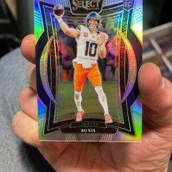 Christmas present Bo Nix Panini Select chrome Prism, number 30 card Denver Broncos