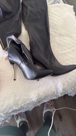 Thigh high sexy black boots